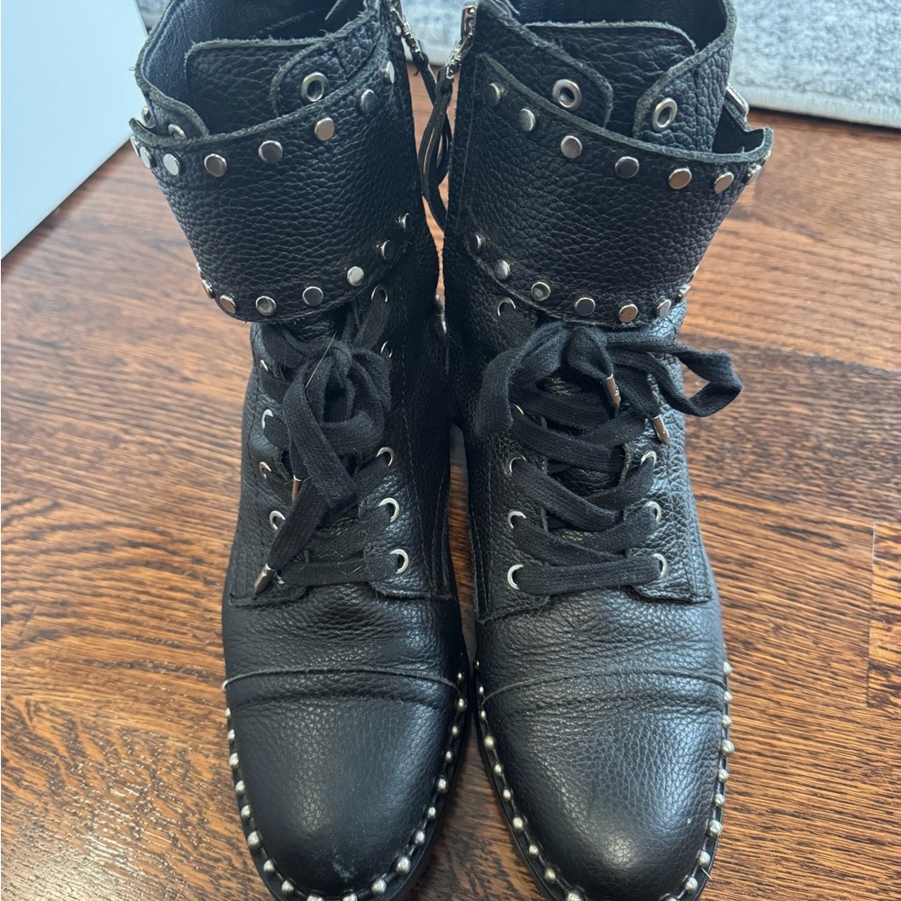 Sam Edelman Jennifer Round Toe Studded Block Heel Combat Boots